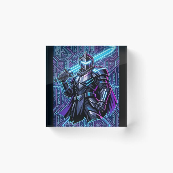Item preview, Cyberpunk Knight with Neon Sword | Futuristic Tech Armor Warrior designed and sold by WittyWear Designs.