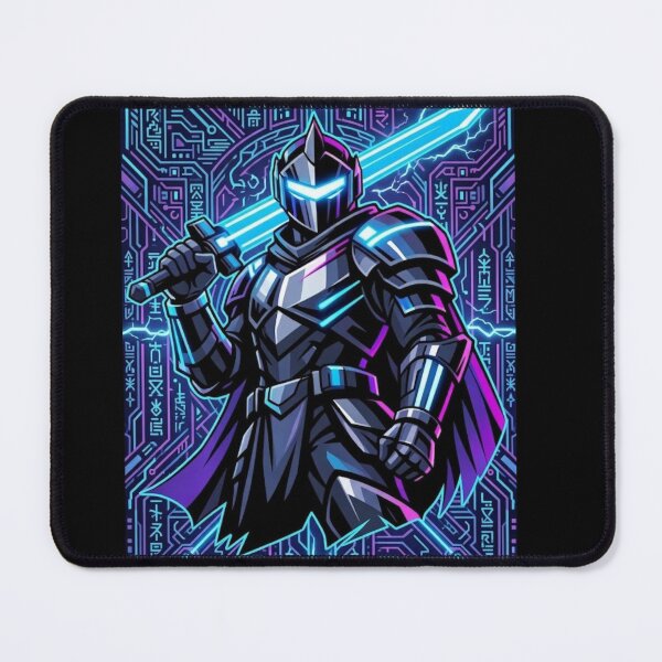 Item preview, Cyberpunk Knight with Neon Sword | Futuristic Tech Armor Warrior designed and sold by WittyWear Designs.