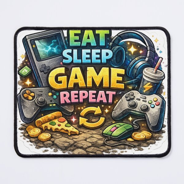 Item preview, Eat Sleep Game Repeat – Colorful Gamer Lifestyle Gaming Design designed and sold by Ana Gómez.