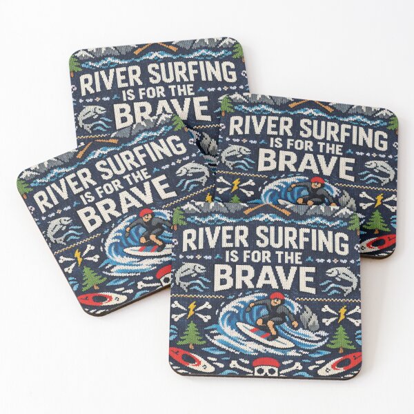 Item preview, River Surfing Is For The Brave Courage Saying Knitting Pattern designed and sold by Mauswohn.