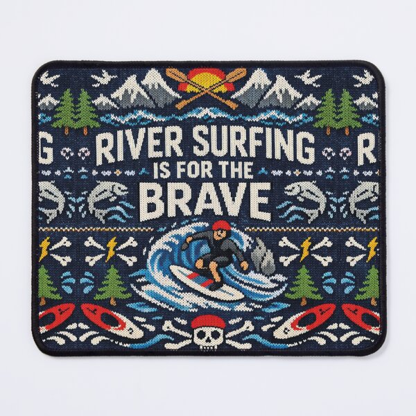Item preview, River Surfing Is For The Brave Courage Saying Knitting Pattern designed and sold by Mauswohn.