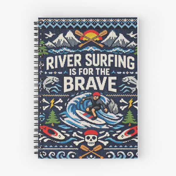 Item preview, River Surfing Is For The Brave Courage Saying Knitting Pattern designed and sold by Mauswohn.