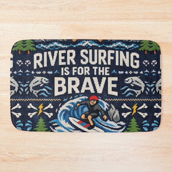 Item preview, River Surfing Is For The Brave Courage Saying Knitting Pattern designed and sold by Mauswohn.