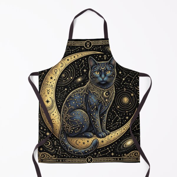 Item preview, The Star-Gazer: Navy & Gold Tarot Feline designed and sold by radhikakgarg14.