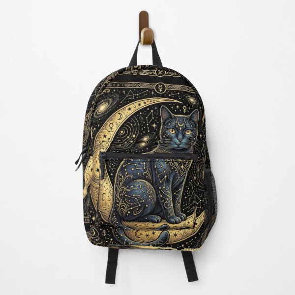 Item preview, The Star-Gazer: Navy & Gold Tarot Feline designed and sold by radhikakgarg14.