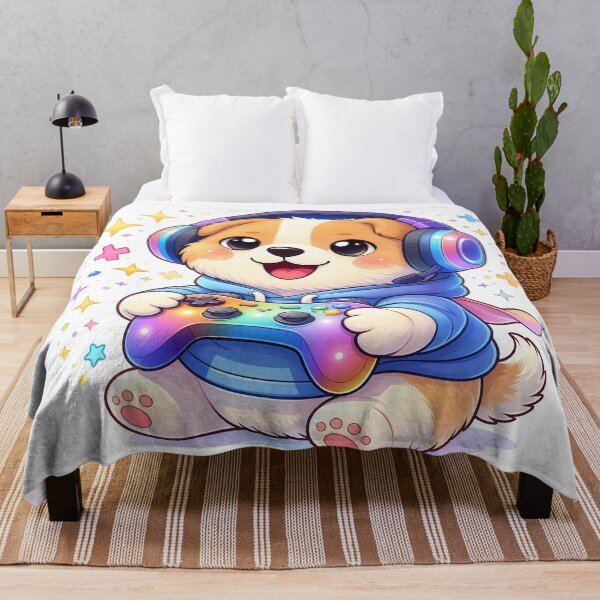 Item preview, Cute Gamer Puppy with Controller | Kawaii Gaming Dog Cartoon Illustration designed and sold by Furfolkz.
