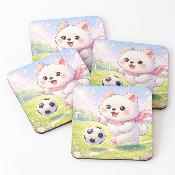 Item preview, Cute Soccer Puppy Playing Football | Kawaii Dog Sports Cartoon Illustration designed and sold by Furfolkz.