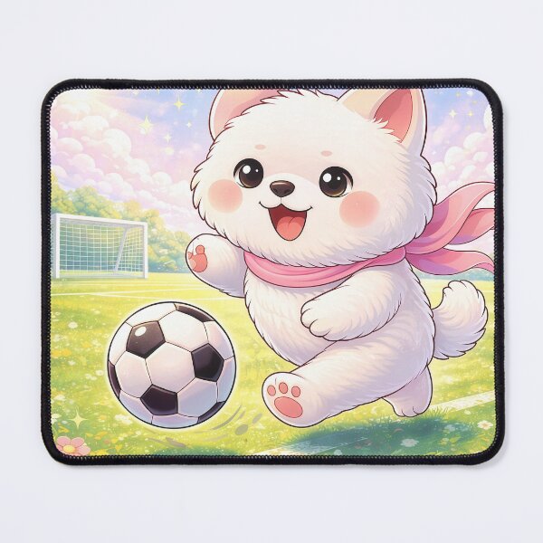 Item preview, Cute Soccer Puppy Playing Football | Kawaii Dog Sports Cartoon Illustration designed and sold by Furfolkz.