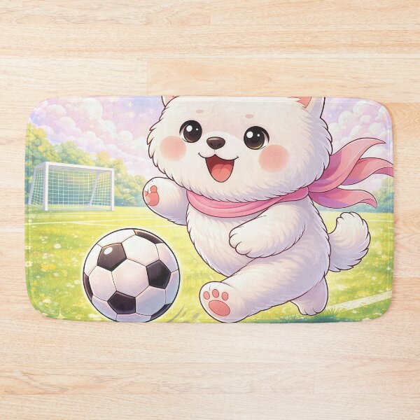 Item preview, Cute Soccer Puppy Playing Football | Kawaii Dog Sports Cartoon Illustration designed and sold by Furfolkz.