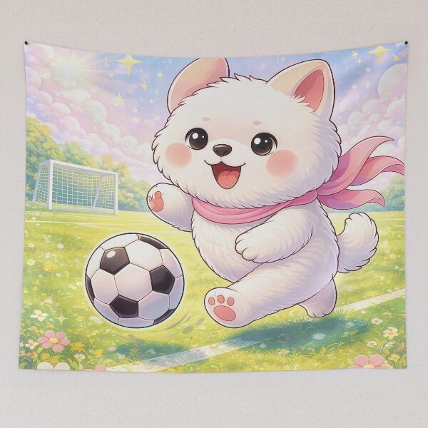Item preview, Cute Soccer Puppy Playing Football | Kawaii Dog Sports Cartoon Illustration designed and sold by Furfolkz.