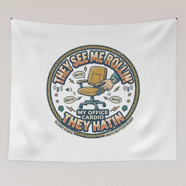 Item preview, They See Me Rollin' Funny Office Chair Cardio Meme Badge designed and sold by Wear Sculpt.