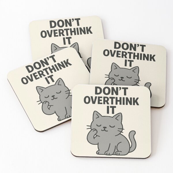 Item preview, Cute Cat Don't Overthink It Illustration designed and sold by bloomandbeads.eu.