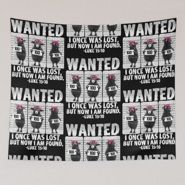 Item preview, Wanted I Once Was I Lost But Now I Am Found Luke 15:10 Sheep Mugshot designed and sold by phoebelevine.