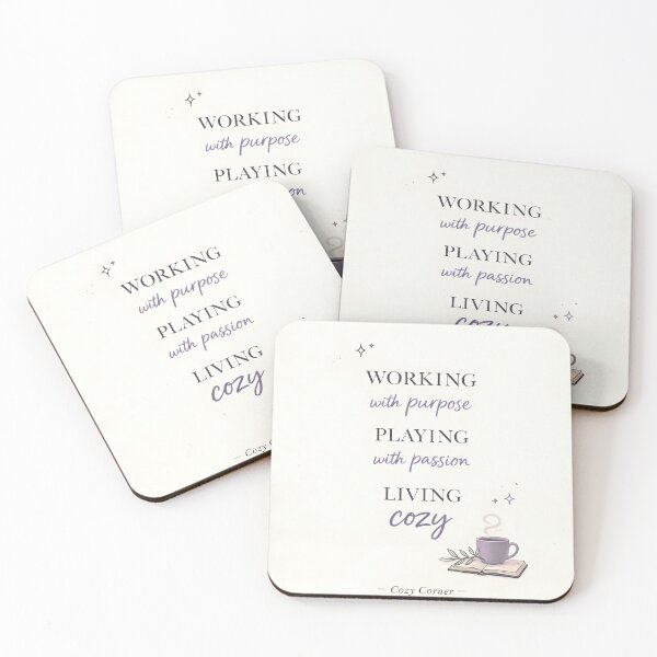 Item preview, Working with Purpose, Playing with Passion, Living Cozy – Minimalist Cozy Motivation Poster designed and sold by CozyLifeStudio.