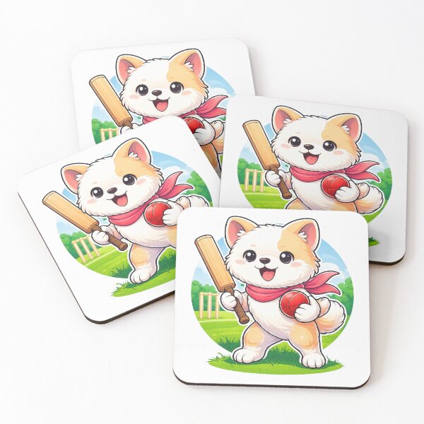 Item preview, Cute Cricket Puppy Player | Kawaii Dog Sports Cartoon Illustration designed and sold by Furfolkz.