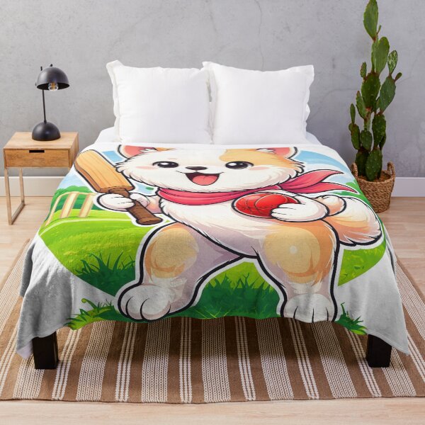Item preview, Cute Cricket Puppy Player | Kawaii Dog Sports Cartoon Illustration designed and sold by Furfolkz.