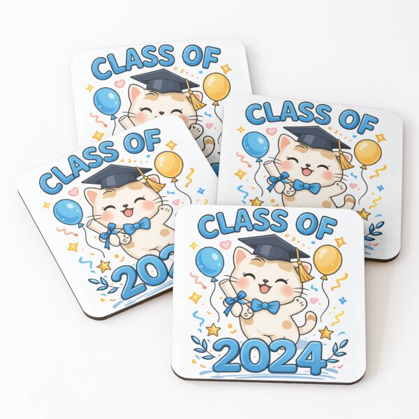 Item preview, Cute Cat Class of 2024 Graduation Design designed and sold by bloomandbeads.eu.