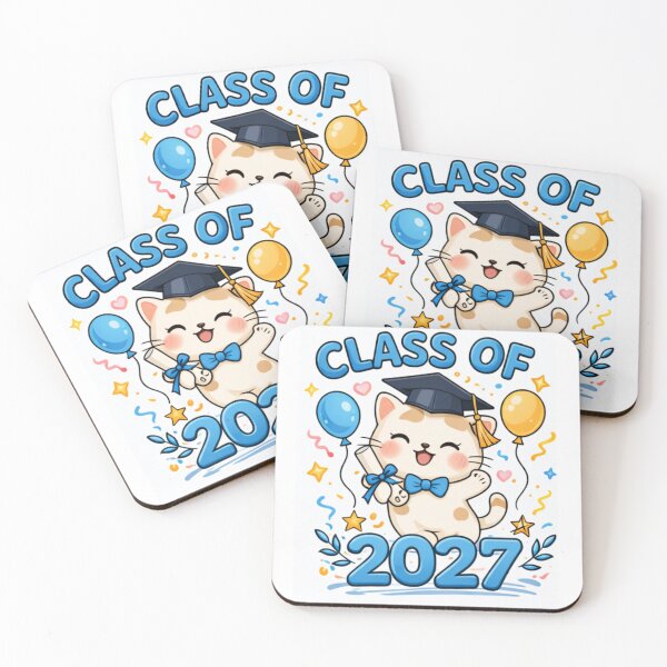 Item preview, Cute Cat Class of 2027 Graduation Design designed and sold by bloomandbeads.eu.