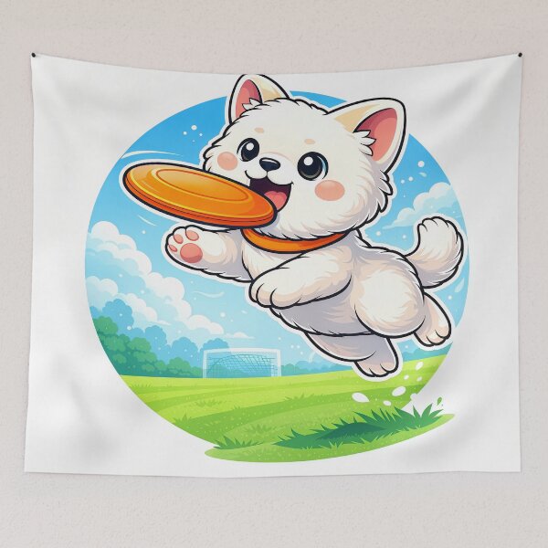 Item preview, Cute Frisbee Puppy | Kawaii Flying Disc Dog Cartoon Sports Mascot designed and sold by Furfolkz.