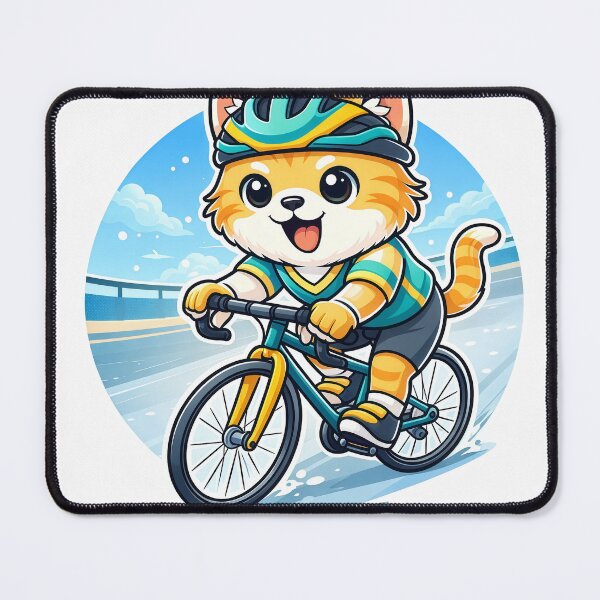 Item preview, Cute Cycling Cat | Kawaii Bicycle Kitten Sports Cartoon Mascot designed and sold by Furfolkz.