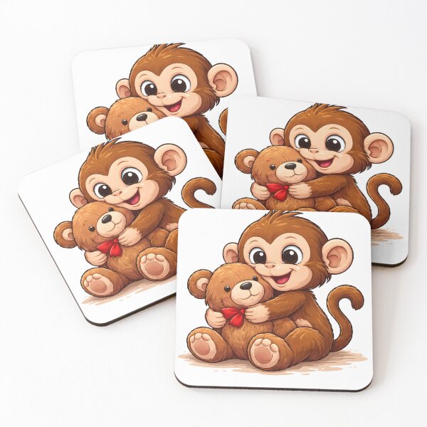 Item preview, Cute Monkey With Teddy Bear Funny Punch Monkey Meme Design designed and sold by Tropivaro.