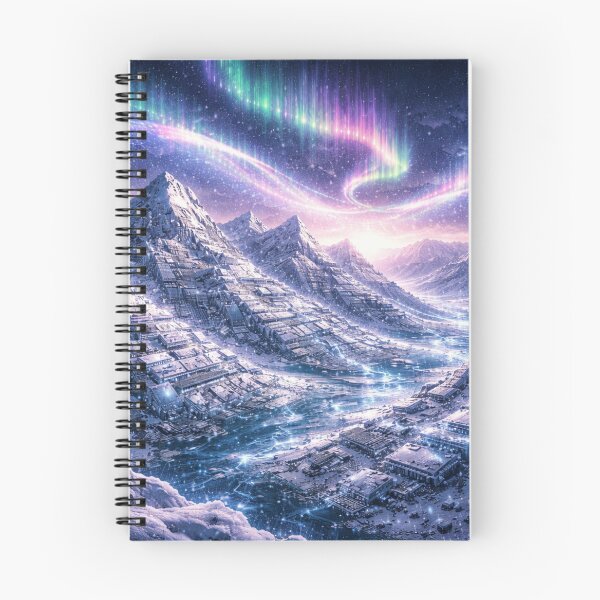 Item preview, Aurora Borealis Over Futuristic Arctic Valley designed and sold by QuantumOasis.