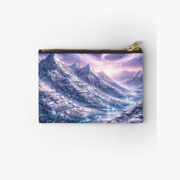 Item preview, Aurora Borealis Over Futuristic Arctic Valley designed and sold by QuantumOasis.