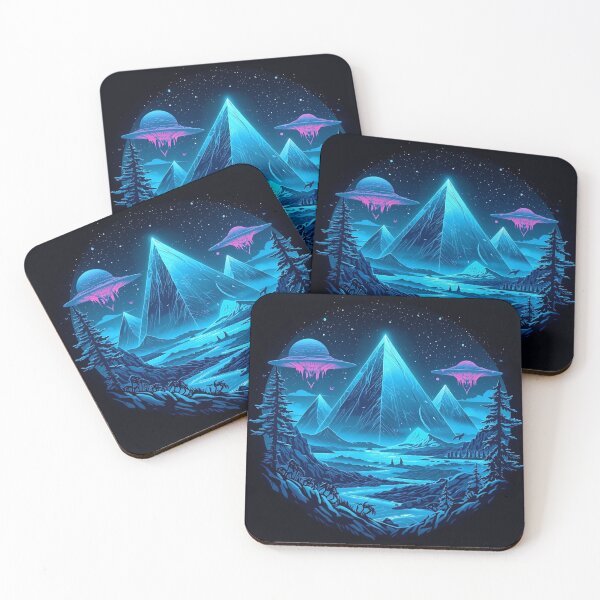 Item preview, Neon Alien World – Floating Pyramids & Bioluminescent Landscape designed and sold by Mitaudesign.