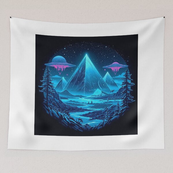 Item preview, Neon Alien World – Floating Pyramids & Bioluminescent Landscape designed and sold by Mitaudesign.