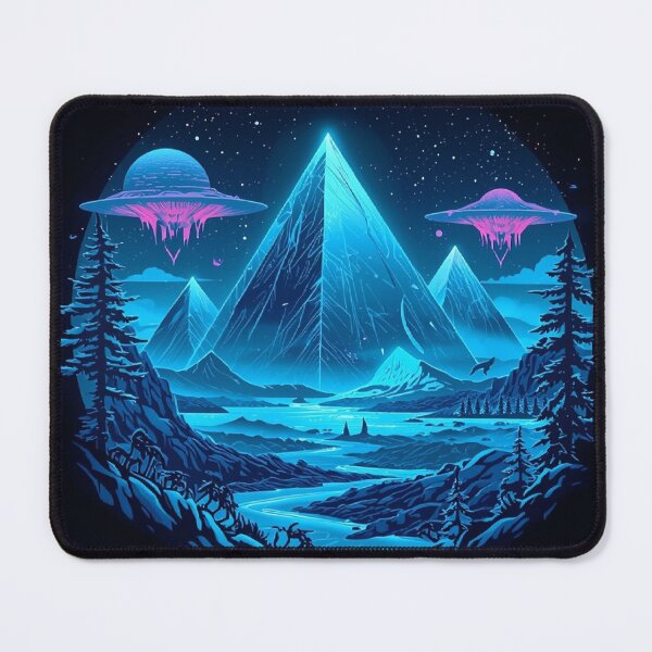 Item preview, Neon Alien World – Floating Pyramids & Bioluminescent Landscape designed and sold by Mitaudesign.
