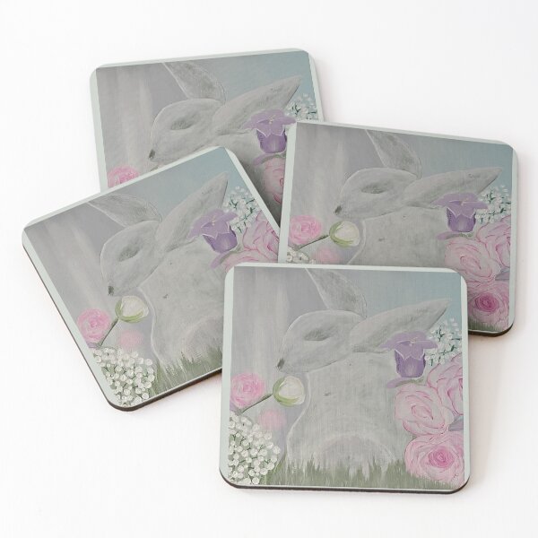 Item preview, Original Rabbit Painting – Whimsical Floral Art for Home Décor designed and sold by PeridotGypsy.