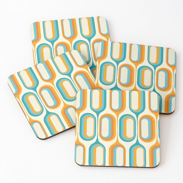 Item preview, Mid Century Modern Retro 70s - Turquoise blue and Orange designed and sold by JMgraphic.