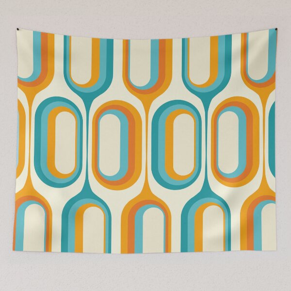 Item preview, Mid Century Modern Retro 70s - Turquoise blue and Orange designed and sold by JMgraphic.
