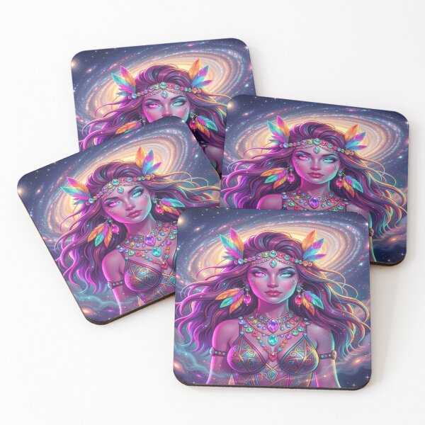 Item preview, Galactic Boho Spirit and Cosmic Wisdom in a Vibrant Mystical Portrait designed and sold by FotoworldEdel.