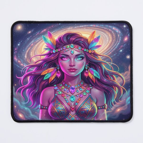 Item preview, Galactic Boho Spirit and Cosmic Wisdom in a Vibrant Mystical Portrait designed and sold by FotoworldEdel.
