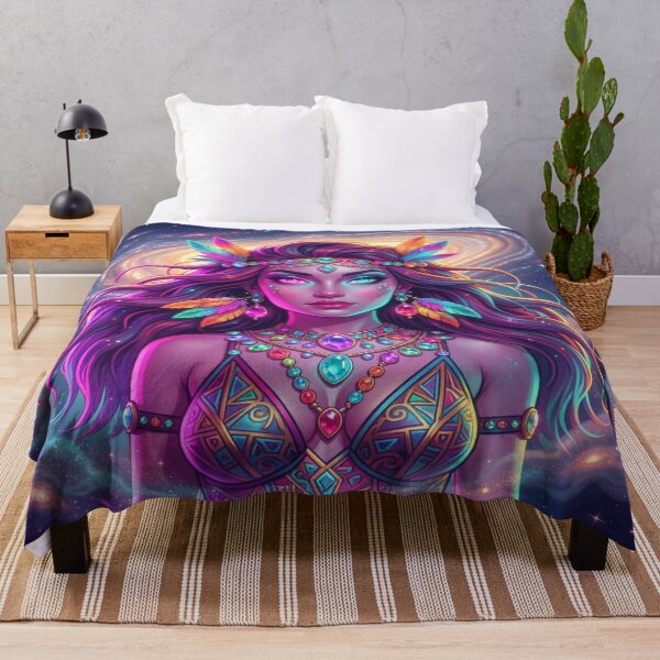 Item preview, Galactic Boho Spirit and Cosmic Wisdom in a Vibrant Mystical Portrait designed and sold by FotoworldEdel.