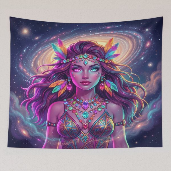 Item preview, Galactic Boho Spirit and Cosmic Wisdom in a Vibrant Mystical Portrait designed and sold by FotoworldEdel.