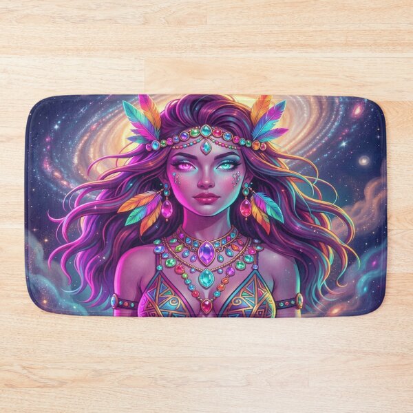 Item preview, Galactic Boho Spirit and Cosmic Wisdom in a Vibrant Mystical Portrait designed and sold by FotoworldEdel.