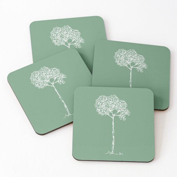 Item preview, Almond Tree Handdrawn Minimalist Botanical Ink Illustration Mint Green designed and sold by SWSandraWechner.