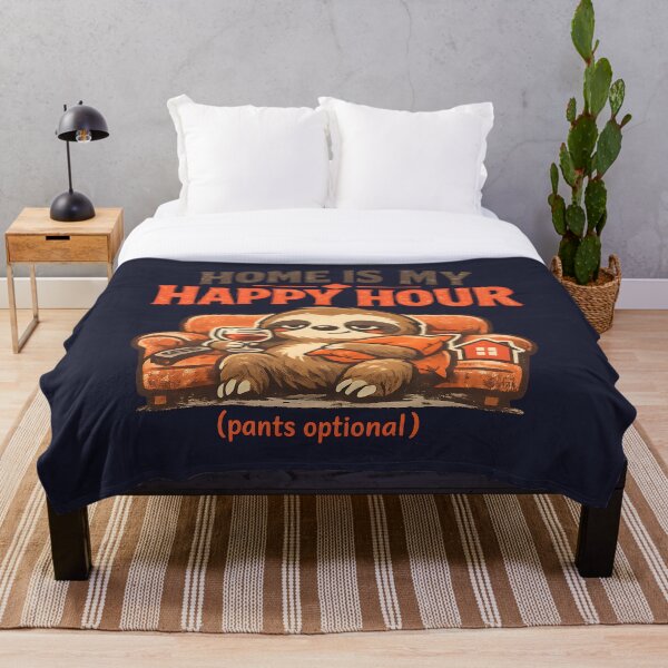 Artikelvorschau, Zuhause ist meine Happy Hour, Hose optional, lustiges Faultier entworfen und verkauft von Stikaro.