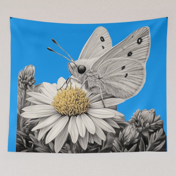 Item preview, Butterfly on Daisy Monochrome Botanica designed and sold by Angellacelin.