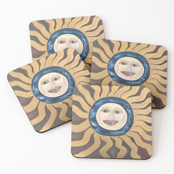 Item preview, Celestial Sun Face Painting – Radiant Boho Symbolic Art designed and sold by PeridotGypsy.