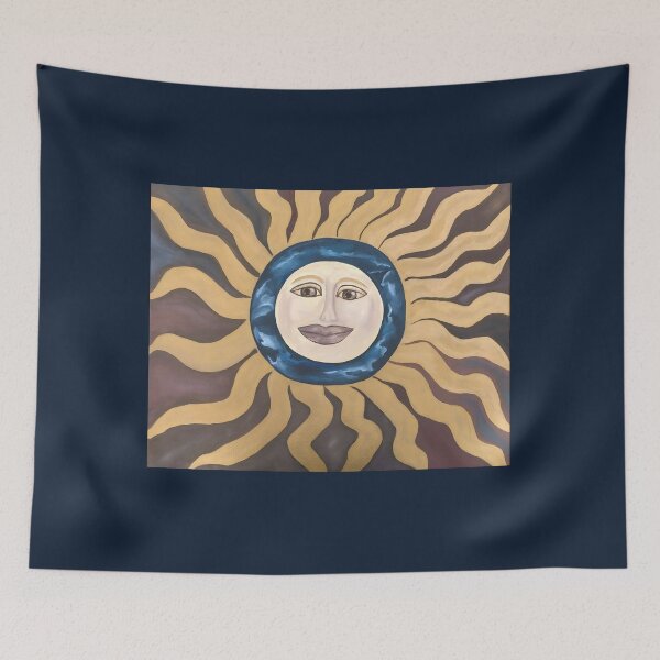 Item preview, Celestial Sun Face Painting – Radiant Boho Symbolic Art designed and sold by PeridotGypsy.