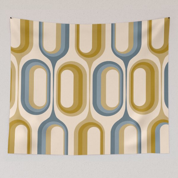 Item preview, Mid Century Modern Retro 70s - Mustard Gold and Dusty Blue designed and sold by JMgraphic.