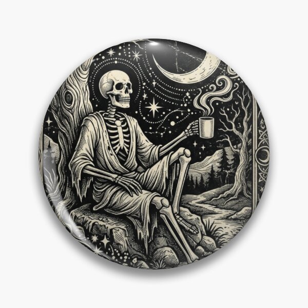 Item preview, The Late Night Tarot Skeleton Coffee Gothic Tarot Card Design designed and sold by Stickersdevelop.