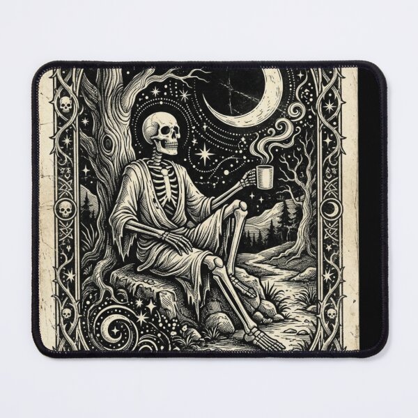 Item preview, The Late Night Tarot Skeleton Coffee Gothic Tarot Card Design designed and sold by Stickersdevelop.