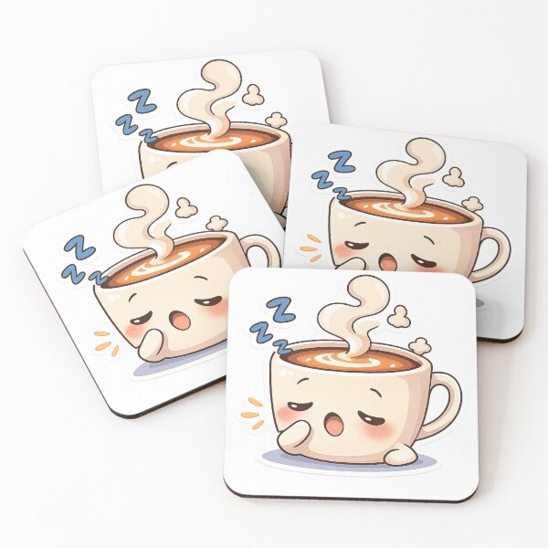Item preview, Cute Sleepy Coffee Cup Kawaii Sticker | Funny Morning Coffee Lover Cartoon | Pastel Cute Coffee Mug Design designed and sold by ArtWaveStudio8.
