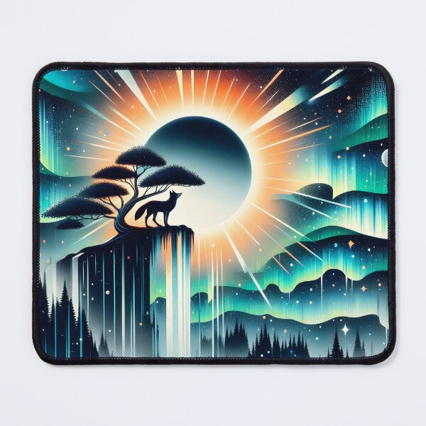 Item preview, Aurora Borealis Eclipse and Fox, Ai Generated Art designed and sold by ACC .