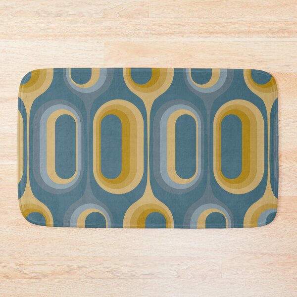 Item preview, Mid Century Modern Retro 70s - Dusty Blue and Mustard Green designed and sold by JMgraphic.