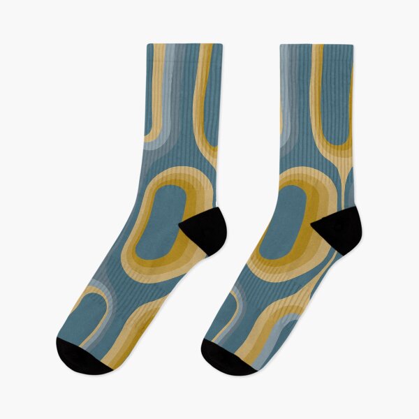 Item preview, Mid Century Modern Retro 70s - Dusty Blue and Mustard Green designed and sold by JMgraphic.